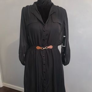Black Button Down Sheer Dress
